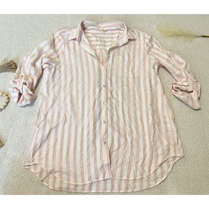 Womens Jane & Delancey striped button up top sz L EUC